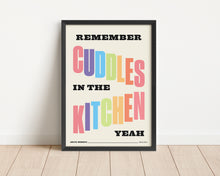 Load image into Gallery viewer, *Framed* Cuddles In The Kitchen Print