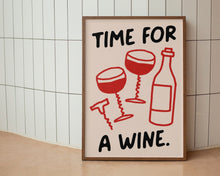 Load image into Gallery viewer, Time For A Wine Illustrated Print