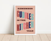 Load image into Gallery viewer, *Framed* Cuddles In The Kitchen Print