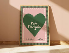 Load image into Gallery viewer, Custom Name Nursery Print | Baby Name, Date of Birth And Weight