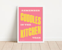 Load image into Gallery viewer, *Framed* Cuddles In The Kitchen Print
