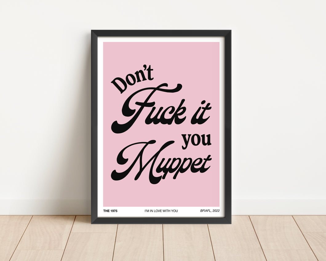 *Framed* Don't Fuck It You Muppet Lyrics Print