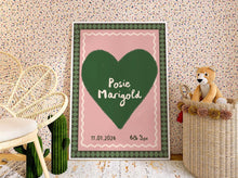 Load image into Gallery viewer, Custom Name Nursery Print | Baby Name, Date of Birth And Weight
