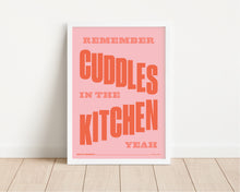 Load image into Gallery viewer, *Framed* Cuddles In The Kitchen Print
