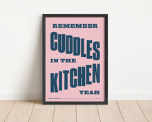 Load image into Gallery viewer, *Framed* Cuddles In The Kitchen Print
