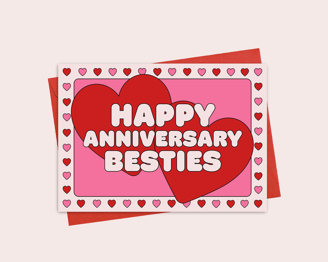 Happy Anniversary Besties Greeting Card | Congratulations | Anniversary