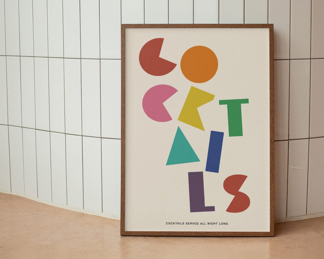 Cocktails Typography Kitchen Print